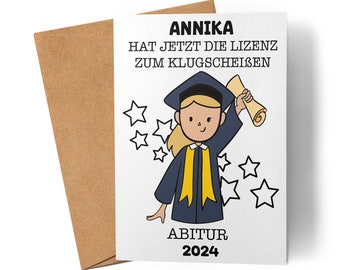 Abitur Karte Personalisiert Glückwunschkarte zum Abitur Abi Geschenk Schulabschluss Mädchen Sprüche Lustig Karte Prüfung Bestanden Abschluss