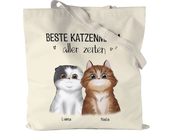 Cat Owner Jute Bag Personalized Gift for Cat Mom Cat Lover Cat Owner Woman Cat Mom Cat Friend Pet 2 Cats