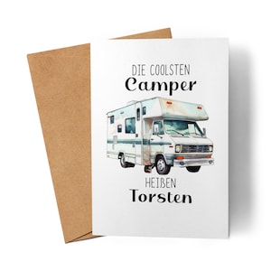Die coolsten Camper heißen Karte personalisiert mit Wunschnamen Wohnmobil Wohnwagen Vatertagsgeschenk Geburtstagskarte Vatertagskarte