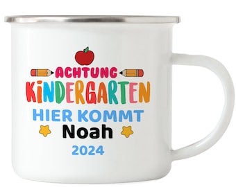 Kindergarten beginning of 2024 cup enamel start saying kindergarten child gift drinking cup name personalized boys girls desired name