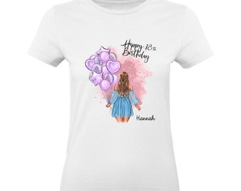 Geburtstag T-Shirt Mädchen Frau 18. Geburtstag Personalisiert Name Geburtstagsgeschenk Individuell 20. 30. 40. Geburtstag Geburtstagsshirt