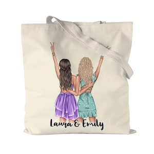 Beste Freundinnen Jutebeutel Personalisiert mit Name Geschenk Geburtstag Beste Freundin Freundinnengeschenk Stofftasche Einkaufstasche