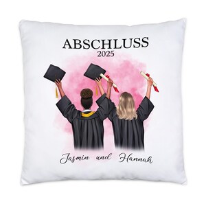Bachelor Master Kissen inkl. Füllung 2025 Freundinnen Kommilitoninnenn Abschluss Geschenk Personalisiert Schulabschluss Abitur Freundinnen