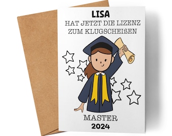 Master Karte Personalisiert Frau Master Geschenk Abschluss Studienabschluss Absolvent Glückwunschkarte Graduation Deko Examen