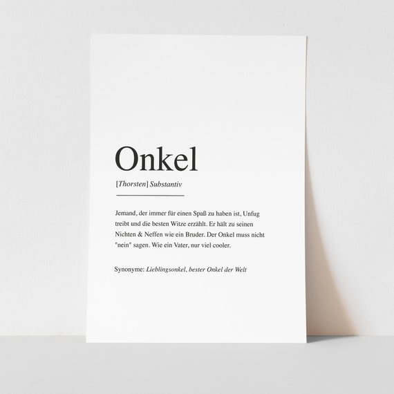 Poster Bild Onkel Definition Personalisiert Name Etsy