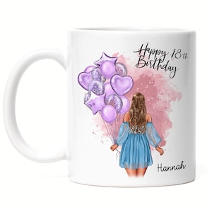 Birthday Mug Girl Woman 18th Birthday Personalized Name Birthday Gift Individual 20th 25th 30th Birthday Eighteen