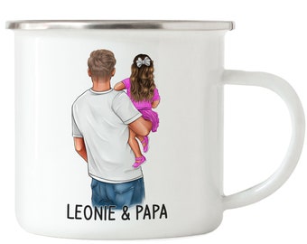 Vater Tochter Emaille Tasse Vatertagsgeschenk Personalisiert Papa Kinder Baby Geschenk Väter Vatertag Herrentag Geburtstag