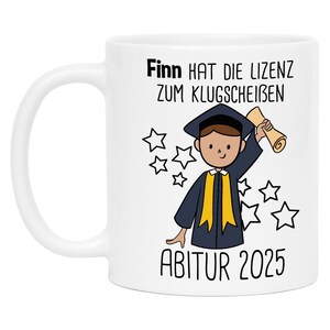 Tasse "Lizenz zum Klugscheißen" Abitur Abschluss Abi 2025 Geschenk Schule Personalisiert Name Geschenkidee Kaffeetasse Jungs Jungen