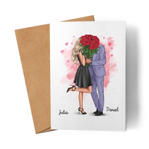 Pärchen Karte Personalisiert zum Valentinstag mit Namen für Ihn & Sie Jahrestag Geschenk Paar Freund Freundin Valentinstagsgeschenk