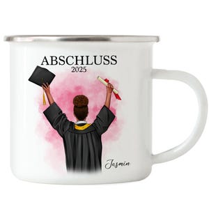 Bachelor Master Emaille Tasse 2025 Bachelor Abschluss Geschenk Personalisiert Name Absolventin Doktor Frauen Damen Schulabschluss Abitur Abi