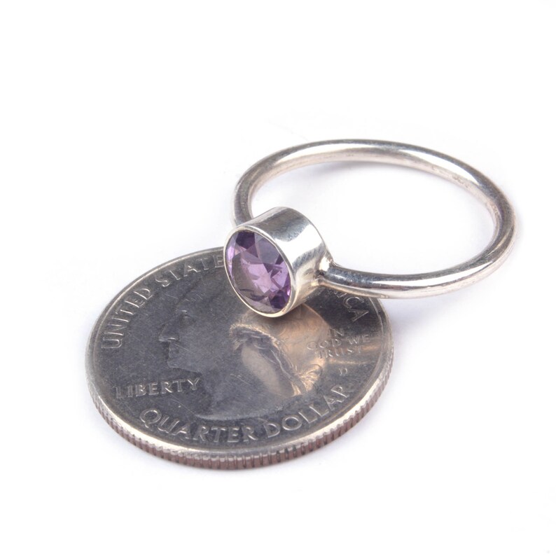 925 Sterling Silver Handmade Jewelry Round Faceted Purple Amethyst Gemstone Silver Jewelry Natural Purple Amethyst Gemstone Silver Ring