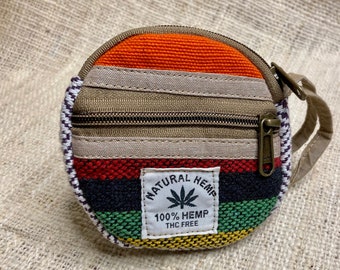 Hemp coin purse, money purse, handwoven, Kilim design, multiple colours
