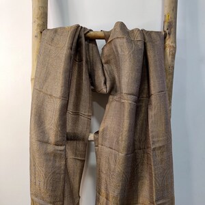 Brown Paisley Cashmere Stole: Shimmery Warm Shawl