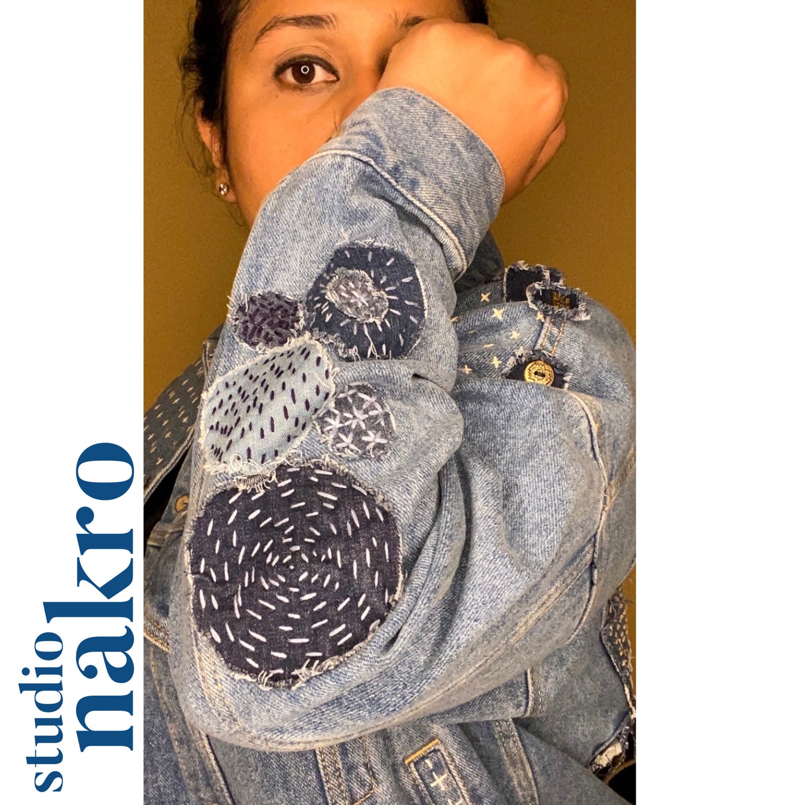 Sashiko Denim Jacket Boro Style Japanese Technique Sashiko Etsy