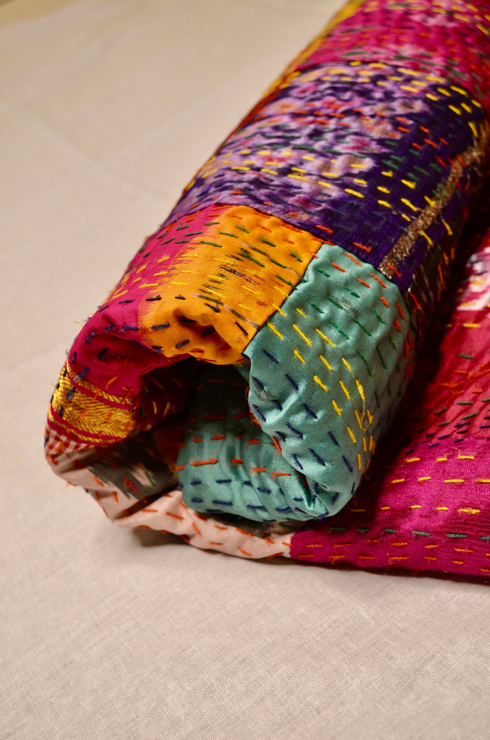 Patola Patchwork Kantha Quilt Queen Pure Cotton Kantha Throw Etsy