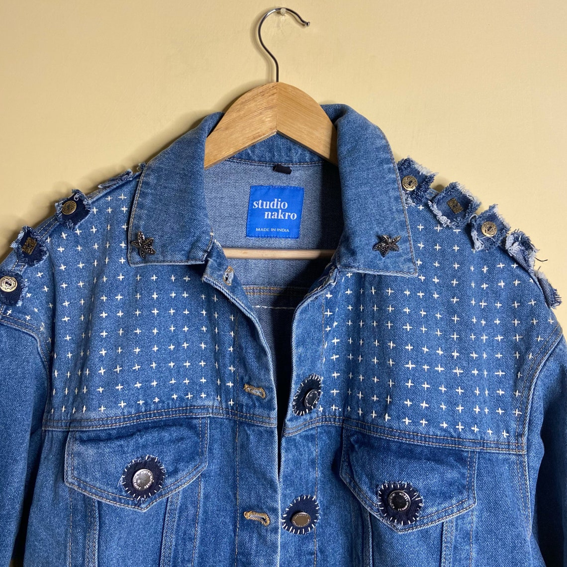 Sashiko Denim Jacket Boro Style Japanese Technique Sashiko Etsy