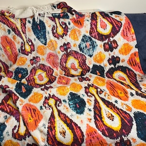 Persian Ikat Throw Colourful Print Boho Sofa Throw Bed Pure Jute Cotton Throw Blanket Kantha Bedspread Blanket Kantha Bed Cover Boho Quilt