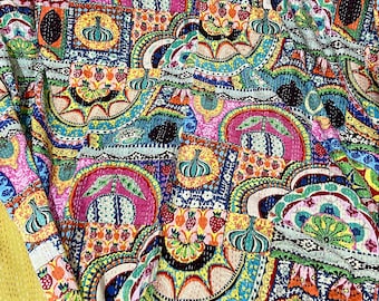 Funky Patchwork Kantha Quilt: Queen Size Boho Bed Cover