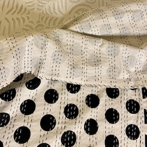 Polka Dot Kantha Quilt Queen Pure Cotton Kantha Throw Blanket Kantha Bedspread Coverlet Kantha Bed Cover Boho Quilt