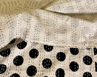 Polka Dot Kantha Quilt Queen Pure Cotton Kantha Throw Blanket Kantha Bedspread Coverlet Kantha Bed Cover Boho Quilt
