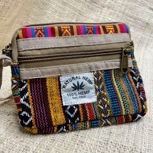 Small Coin/Makeup pouch/purse (Hemp and Dhurrie)
