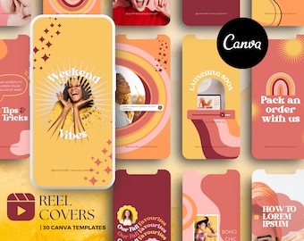 Instagram Reel Cover Templates, Boho Reel Covers,  Bright Instagram Canva Templates, Canva Reel Covers, Colorful Templates, Coach Templates