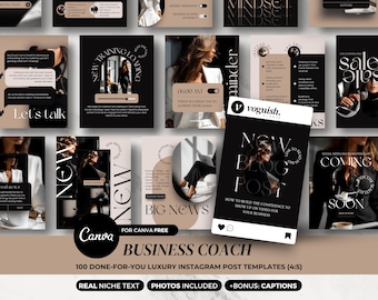 Coaching Instagram Post Templates Canva, Neutral Pink Instagram Branding, Business Marketing Social Media Content, Luxury Aesthetic Feed
