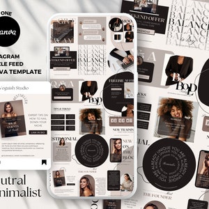 Neutral Canva Instagram Puzzle Feed Template, Coach Instagram Posts Template, Instagram Collage Maker, Canva Engagement Instagram Templates