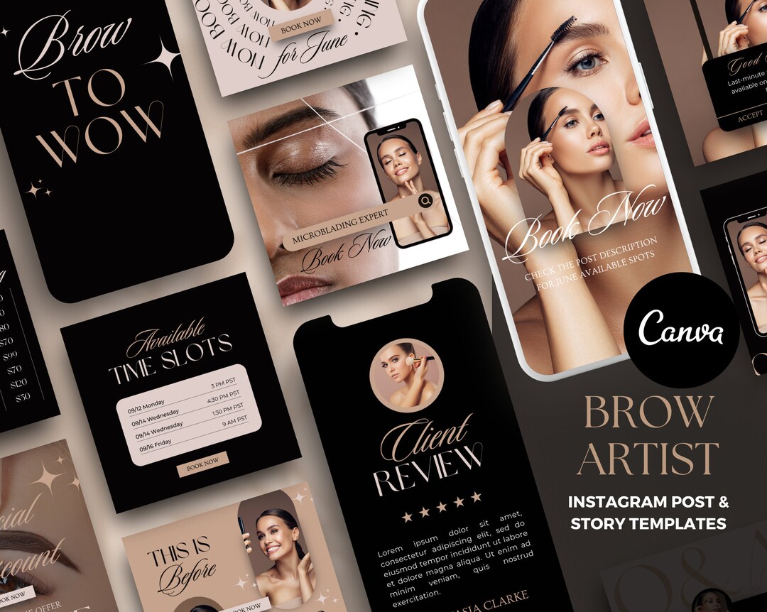 Microblading Instagram Templates Canva, PMU Post Templates, Brow Tech ...