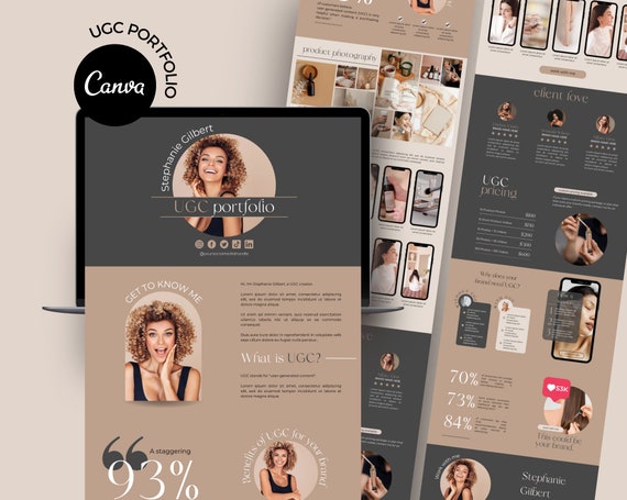 UGC Portfolio Template, UGC Canva Template, UGC Media Kit, Ugc Website Template, Ugc Canva Website, Ugc Landing Page, Minimal Ugc Portfolio
