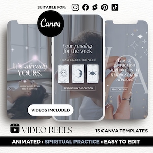 Spiritual Instagram Reel Templates for Coaches, Mystical Instagram Canva Templates Video Reels, Law of Attraction Templates Cosmic Instagram