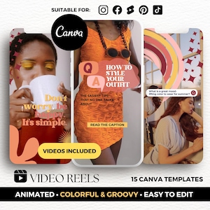 May include: Three phone screen mockups with colourful, abstract designs and text overlays. The text includes "How to Style Your Outfit", "Don't Worry, Be Happy, It's Simple", and "What is a great mood lifting colour to wear for summer?"
