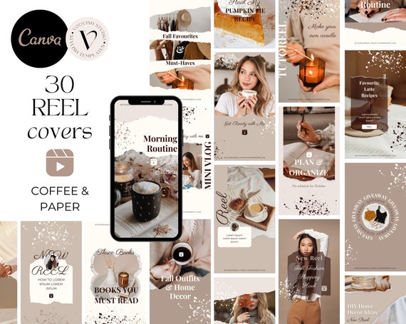 Instagram Reel Cover Templates Canva Reel Covers Neutral - Etsy