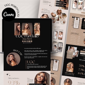 Modelo de portfólio UGC, modelo UGC Canva, kit de mídia UGC, modelo de site Ugc, site Ugc Canva, página inicial Ugc, portfólio Ugc neutro
