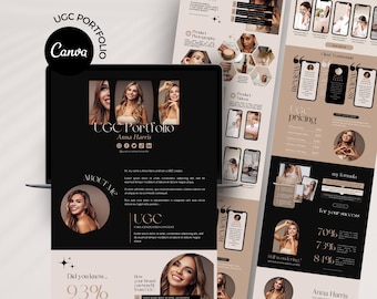 UGC Portfolio Template, UGC Canva Template, UGC Media Kit, Ugc Website Template, Ugc Canva Website, Ugc Landing Page, Neutral Ugc Portfolio