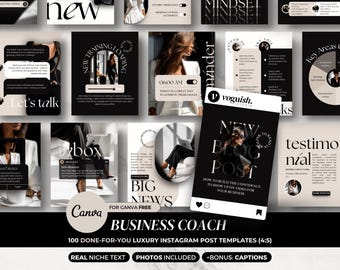 Business Coach Instagram Templates Canva, Luxury Neutral Aesthetic Branding, Coaching Post Templates, Course Creator Social Media Content