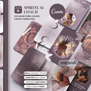 Spiritual Instagram Reel Cover Templates, Canva Reel Templates Mystic Purple Instagram, Manifestation Coach Content, Reel Hooks + Captions