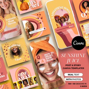 Colorful Instagram Post Templates, Boho Canva Templates, Bright Instagram Posts, Vibrant Post Templates, Retro Vibes Creative Templates IG