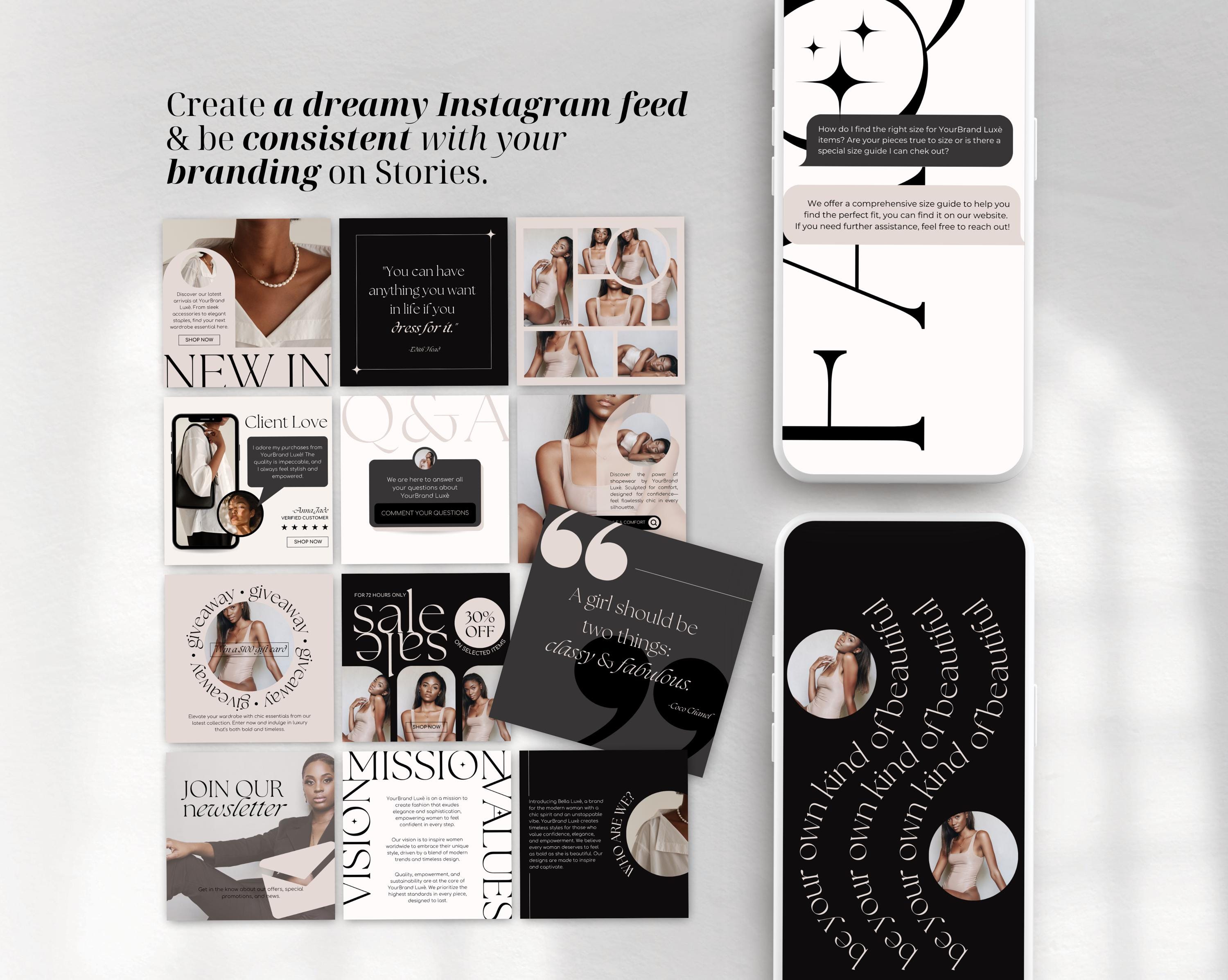 Luxury Instagram Templates for Products Canva, Small Business Social ...