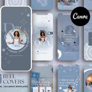 Spiritual Instagram Reel Cover Templates, Law of Attraction Reel Canva Templates, Blue Instagram, Tarot Reels, Manifestation Coach, LoA Post