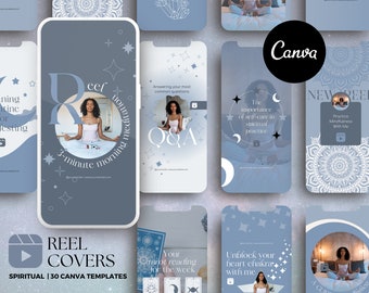 Spiritual Instagram Reel Cover Templates, Law of Attraction Reel Canva Templates, Blue Instagram, Tarot Reels, Manifestation Coach, LoA Post