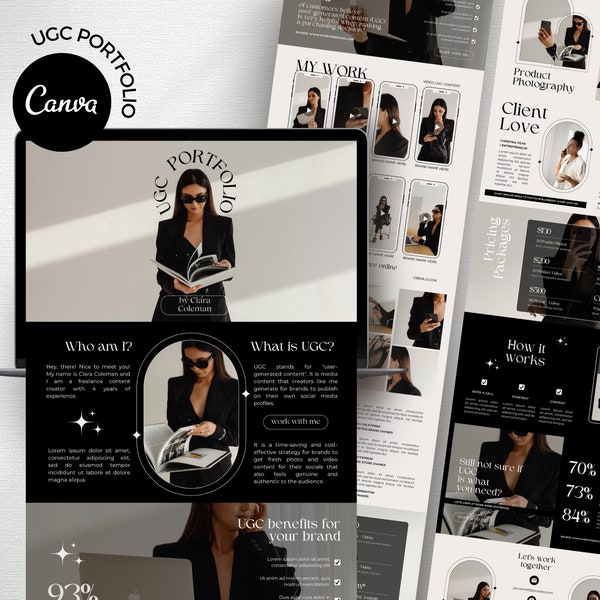 Modèle de portefeuille UGC Canva, modèle de site Web UGC, kit média UGC, kit de création de contenu, portefeuille ugc minimaliste, kit de démarrage ugc neutre