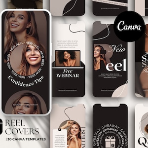 Instagram Reel Cover Templates, Canva Reel Covers, Neutral Reel Covers, Canva Templates for Coaches, Templates for Entrepreneurs, IG Reels