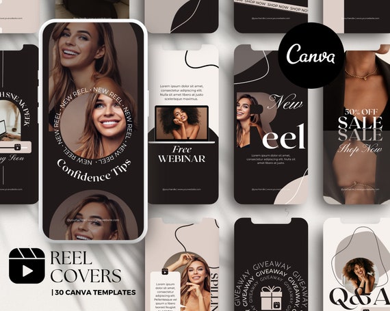 Instagram Reel Cover Templates, Canva Reel Covers, Neutral Reel Covers, Canva Templates for Coaches, Templates for Entrepreneurs, IG Reels