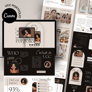 Modelo de portfólio UGC Canva, página inicial UGC, site UGC, portfólio de criadores, kit de criação de conteúdo, kit de mídia ugc, argumento de venda de portfólio canva