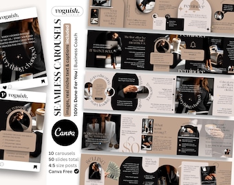 Plantilla de carrusel continuo de Canva, contenido de Business Coach para Instagram, carrusel de collage editorial, branding de redes sociales con estética neutra