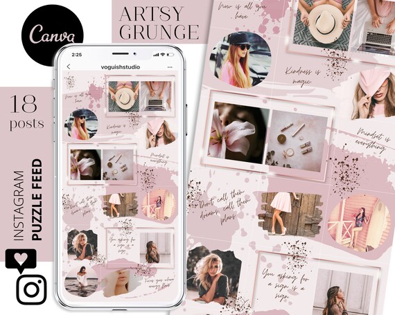 Canva Instagram Puzzle Feed Template Grunge Purple Rose Gold Etsy Canva Instagram Puzzle Feed Template Grunge Purple Rose Gold Etsy