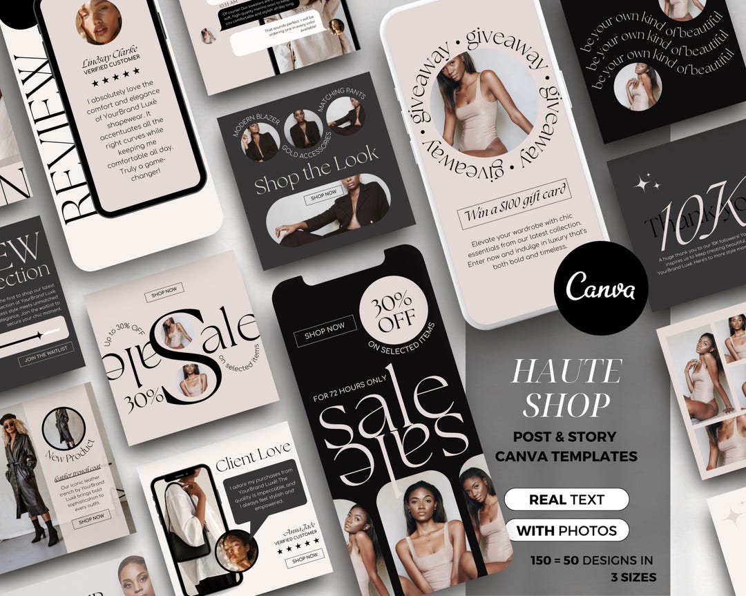 Luxury Instagram Templates for Products Canva, Small Business Social ...