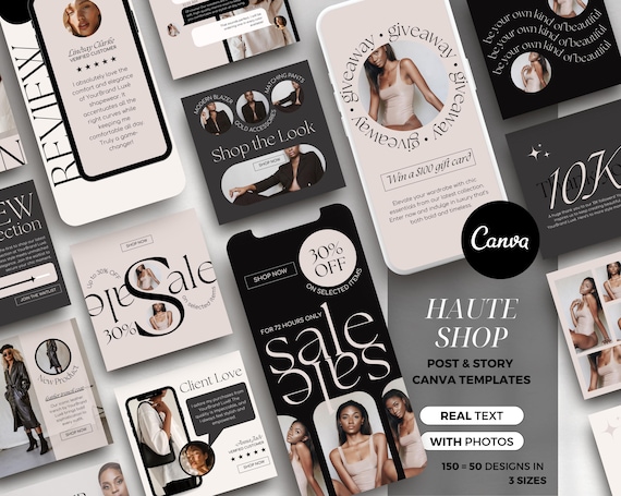 Luxury Instagram Templates for Products Canva, Small Business Social Media Templates, Neutral Instagram Posts, Canva Instagram Shop Posts