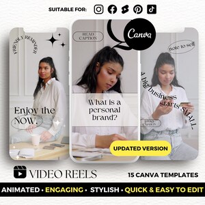 Video Reel Templates Canva, Motivational Reels, Engagement Video Content Templates, Minimalist Reel Cover Templates, Instagram Reel Canva